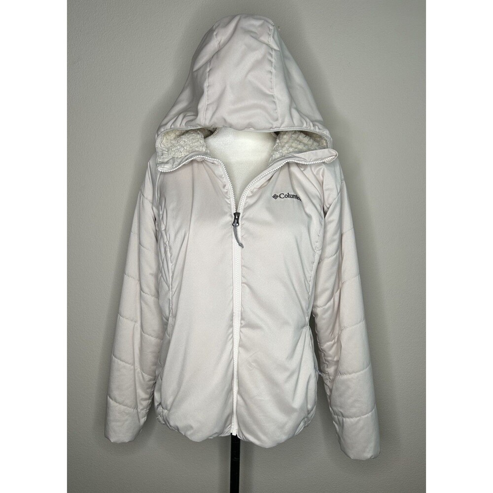 Columbia Womens Size Medium Sherpa Lined Full Zip Weatherproof Jacket White